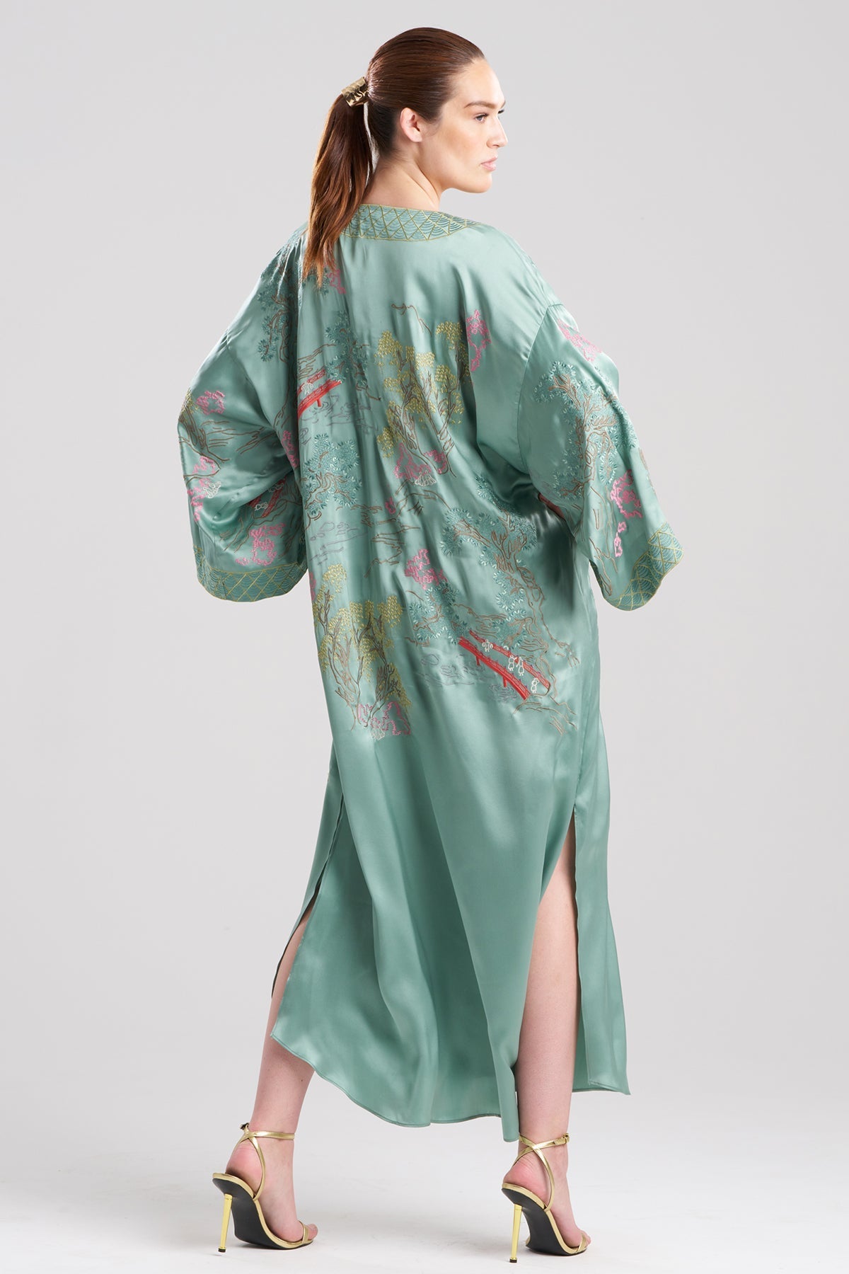 Couture Nara Embellished Silk Caftan Aloe