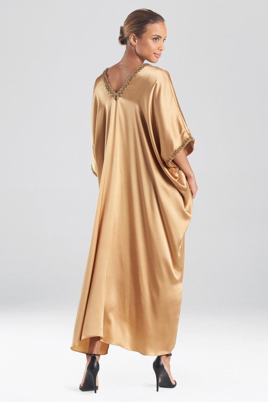 Buy Key Essentials Embellished Cocoon Silk Caftan in Brass Online Brass