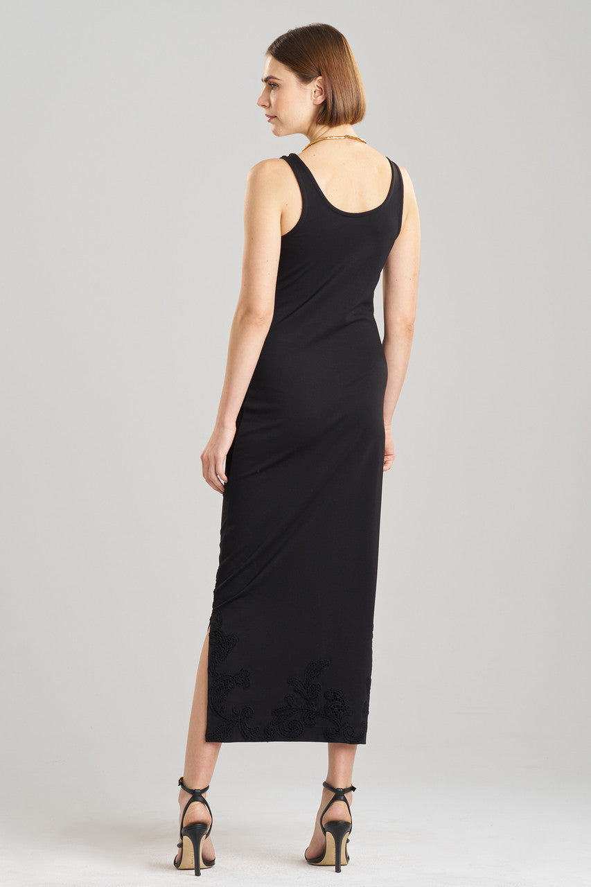 Buy Light Weight Ponte Embroidered Maxi Dress in Black Online Black
