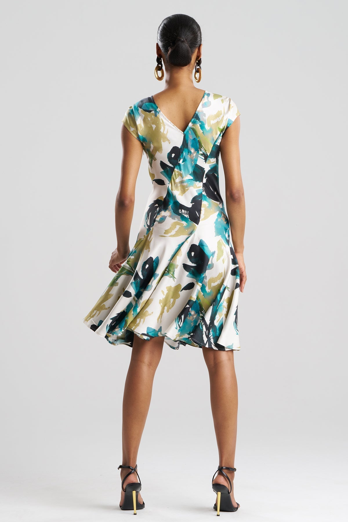 Mira Silk Twill Asymmetric Dress Midnight Teal