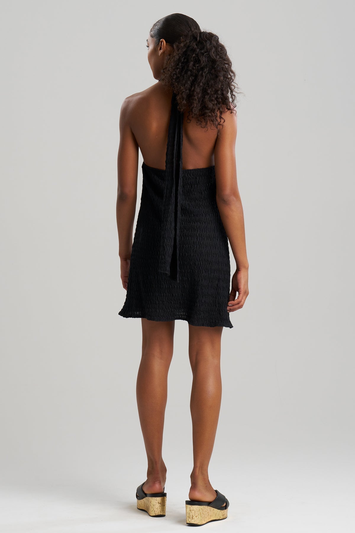 Waves Mini Halter Dress Black