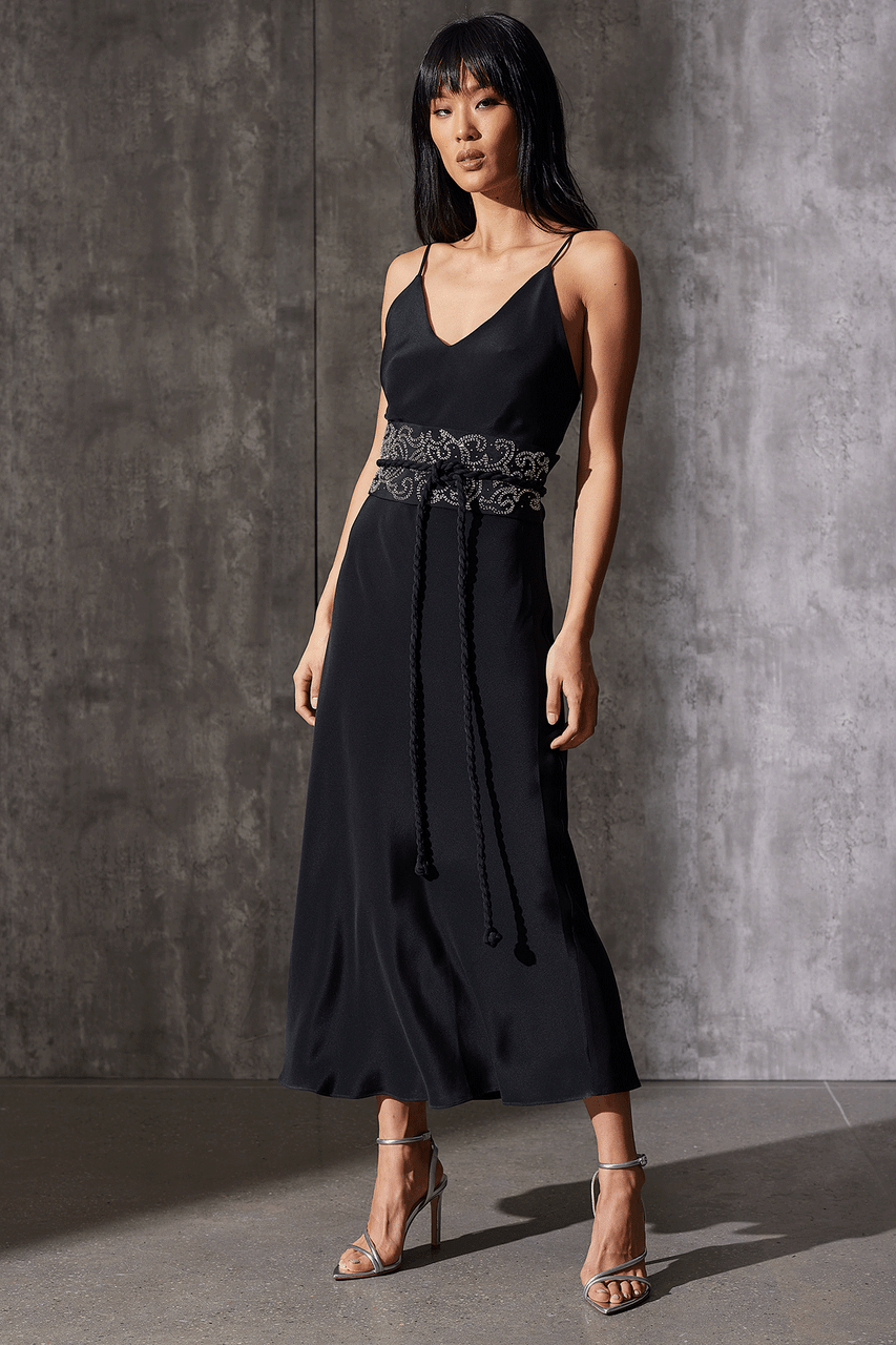 Buy Couture Silk Crepe Gown in Black Online Black