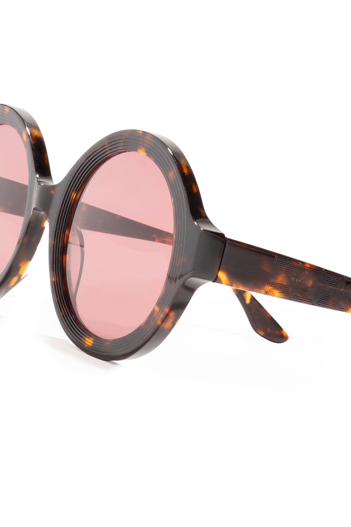 Nami Acetate Round Sunglasses Dark Tortoise/Amber Red