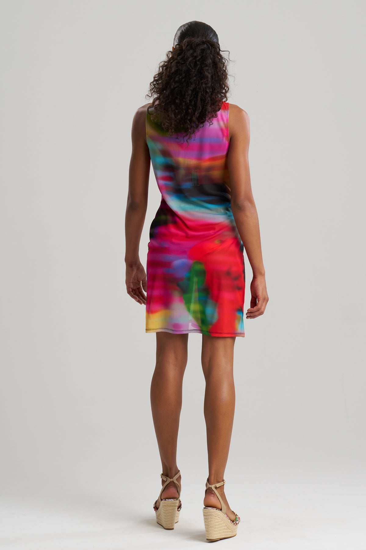 Buy Floral Mirage Printed Mesh Mini Dress online Black Multi