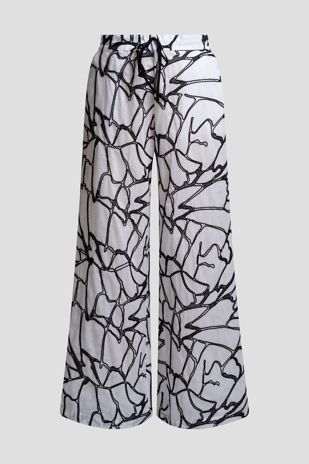 Butterfly Embroidery Cotton Pants White