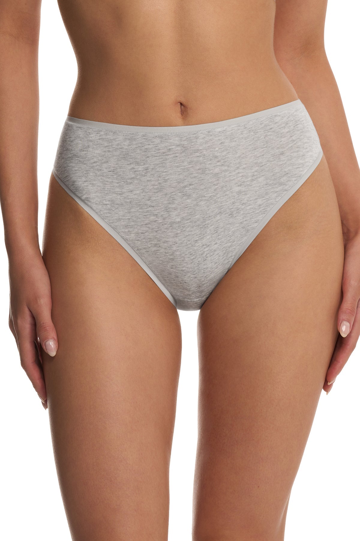 Bliss Bare Cotton High Cut Brief 3-Pack Lt Grey Heather/Buff/Peach Whip