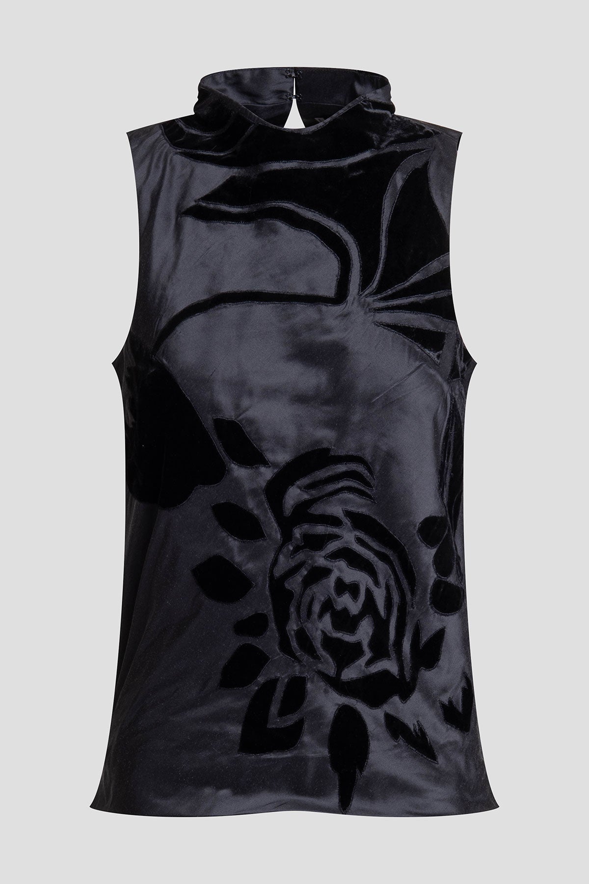 Couture Silk Dupioni Embroidered Halter Top Black