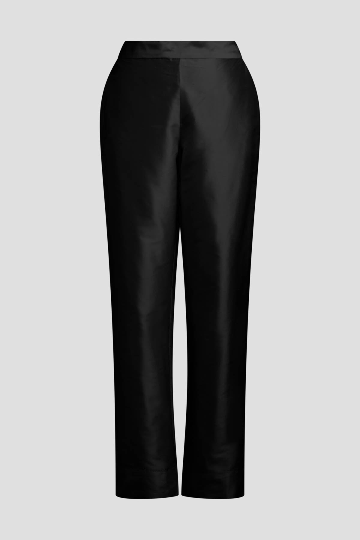 Couture Silk Dupioni Tapered Pants Black