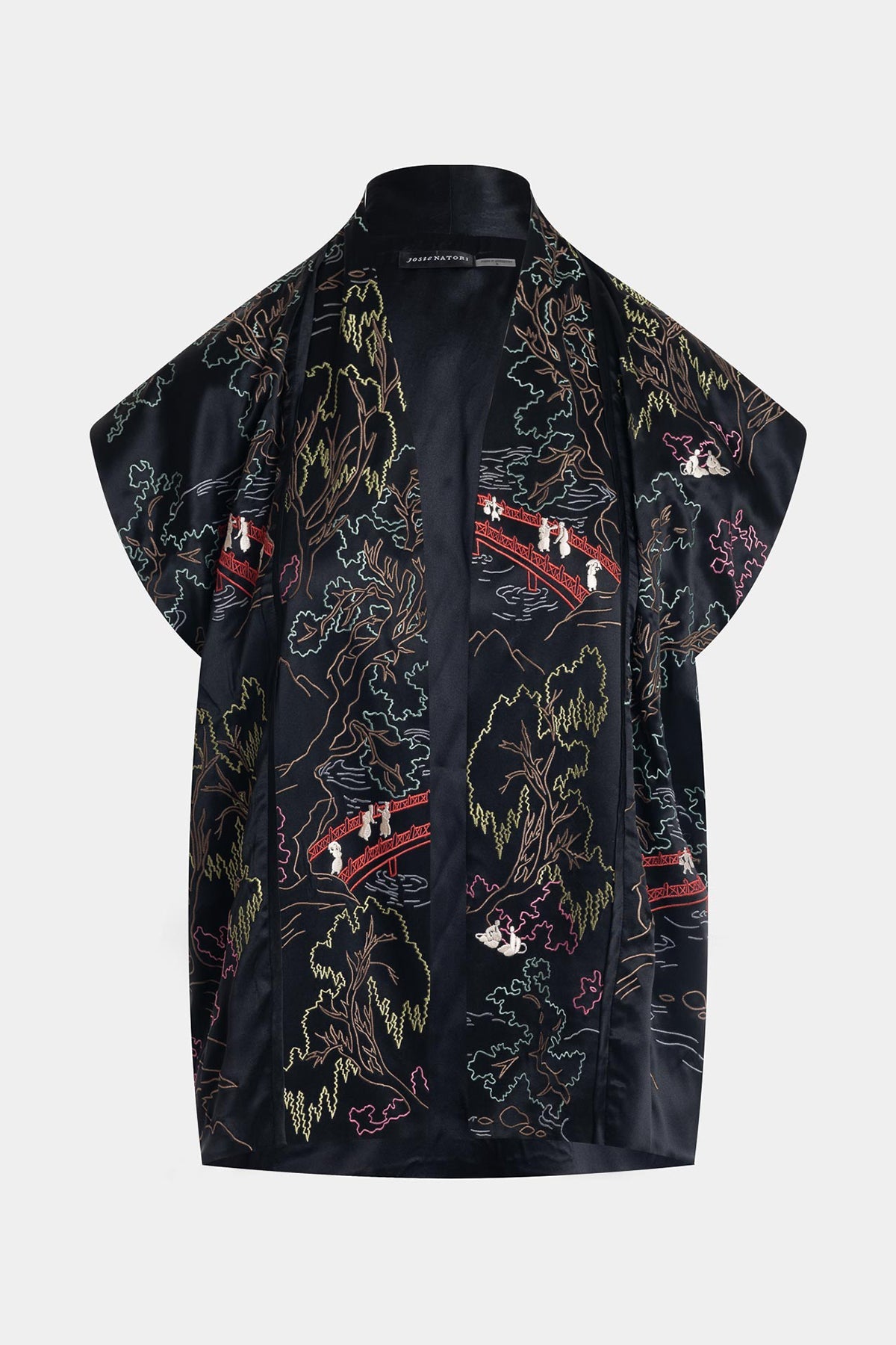 Couture Nara Multi Embroidered Silk Vest Black Multi