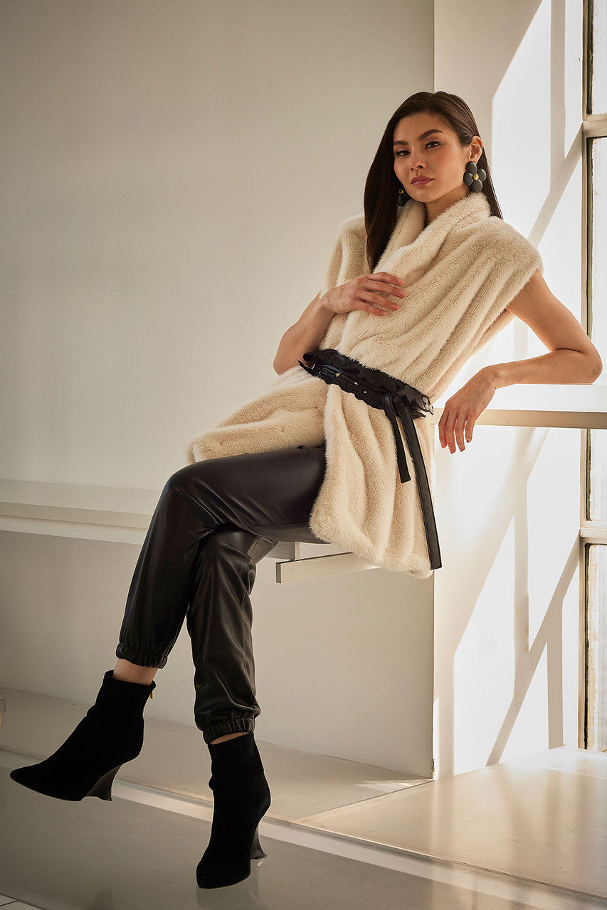 Buy Vegan Luxe Lambskin Cut Out Obi Belt in Black Online Black