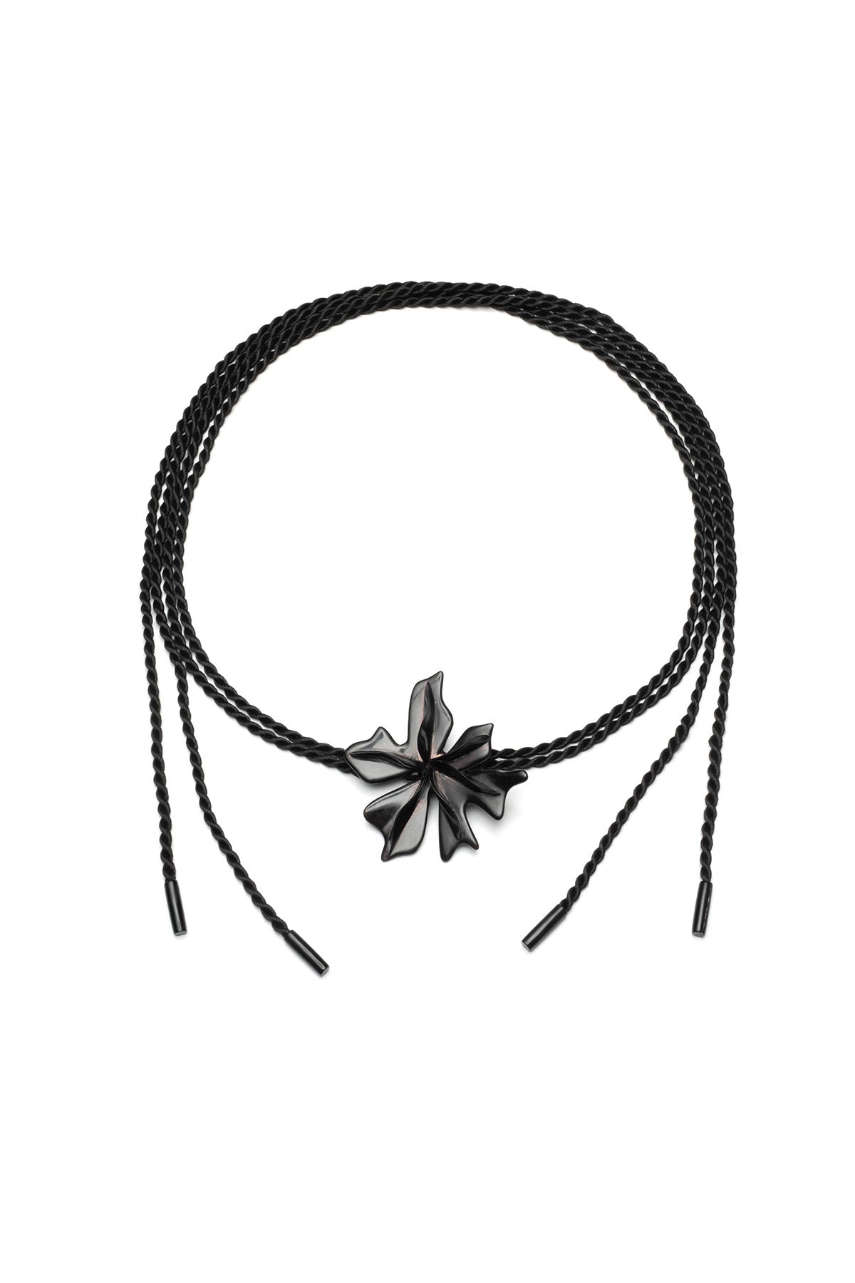 Horn Floral Pendant Belt Black