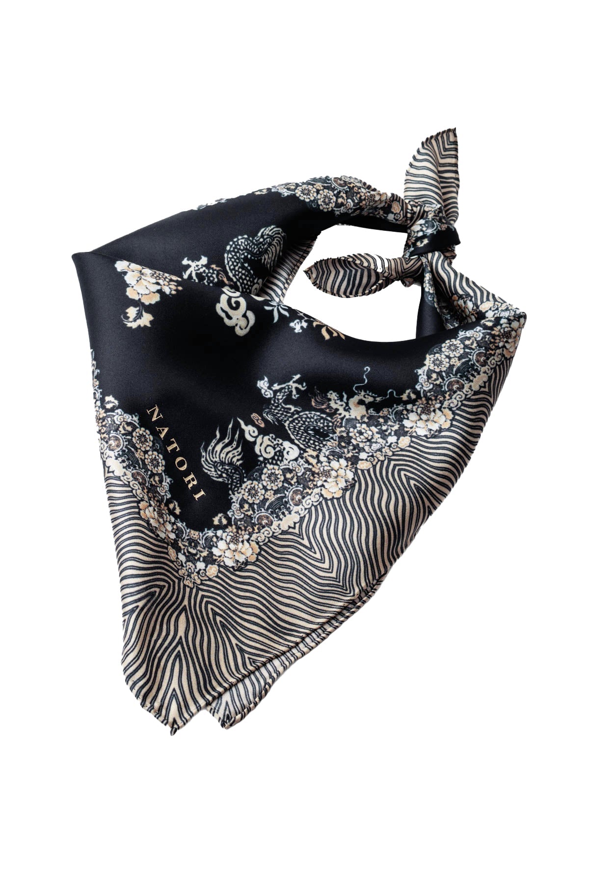 Silk Scarf Imperial Dragon Black/White