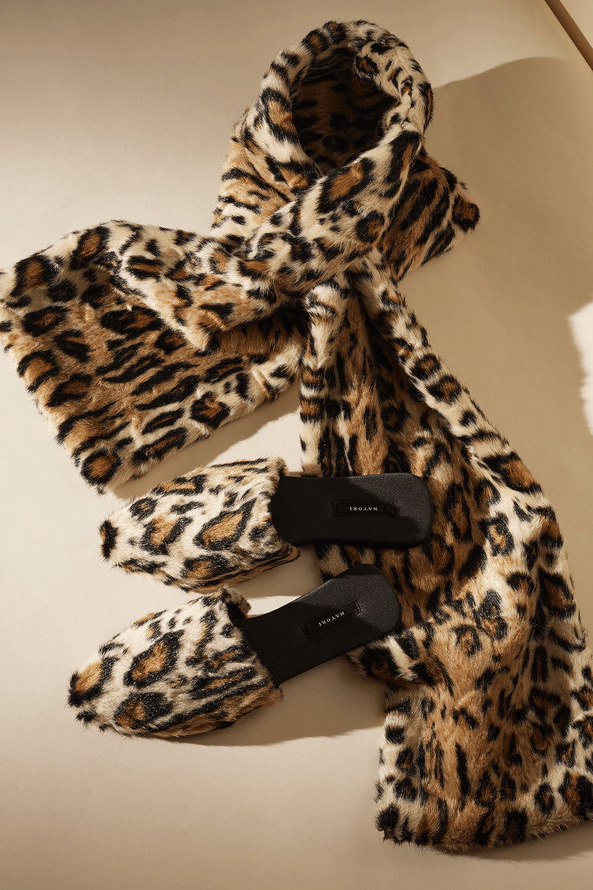Buy Faux Leopard Fur Slide in Natural Online Natural