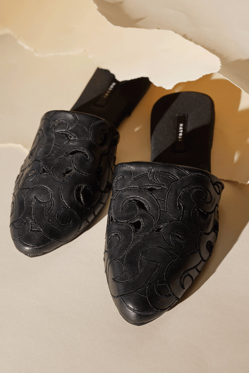 Buy Vegan Luxe Lambskin Slide in Black Online Black