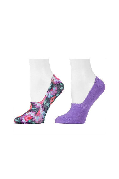 Buy Abstract Floral Liners - 2 Pair Pack in Black/Purple Online Black/Purple