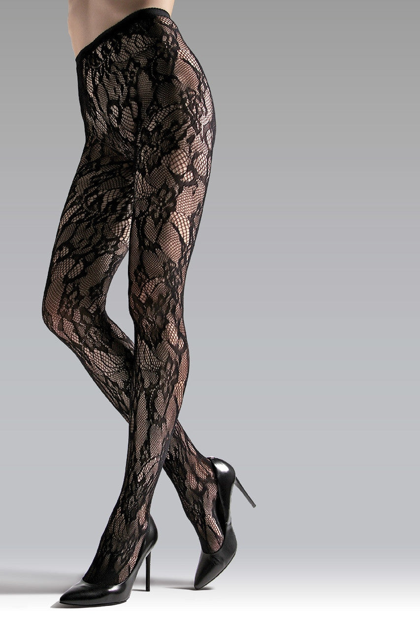 Buy Lace Cut-Out Net Tights in Black Online Black