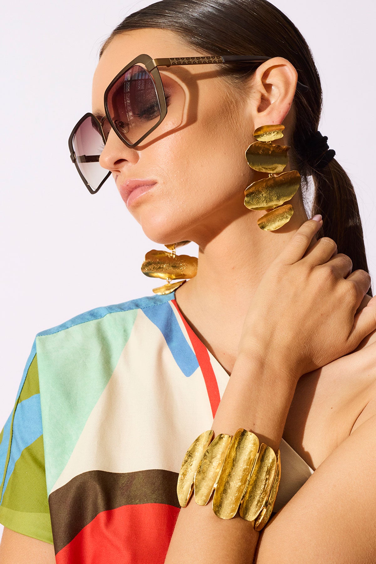 Aurea Gold Plated Drop Pierced Earrings Gold