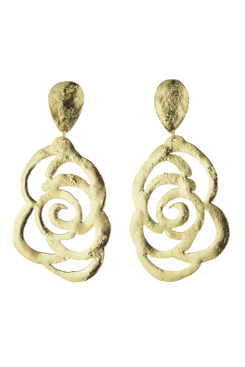 Buy Gold Plated Floral Scroll Drop Earrings in Gold Online Gold