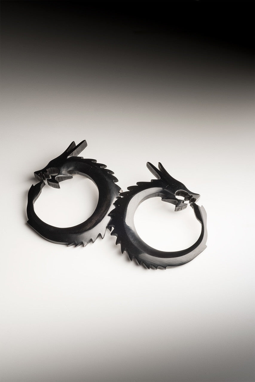 Buy Horn Dragon Clip Earrings in Ebony Online Ebony