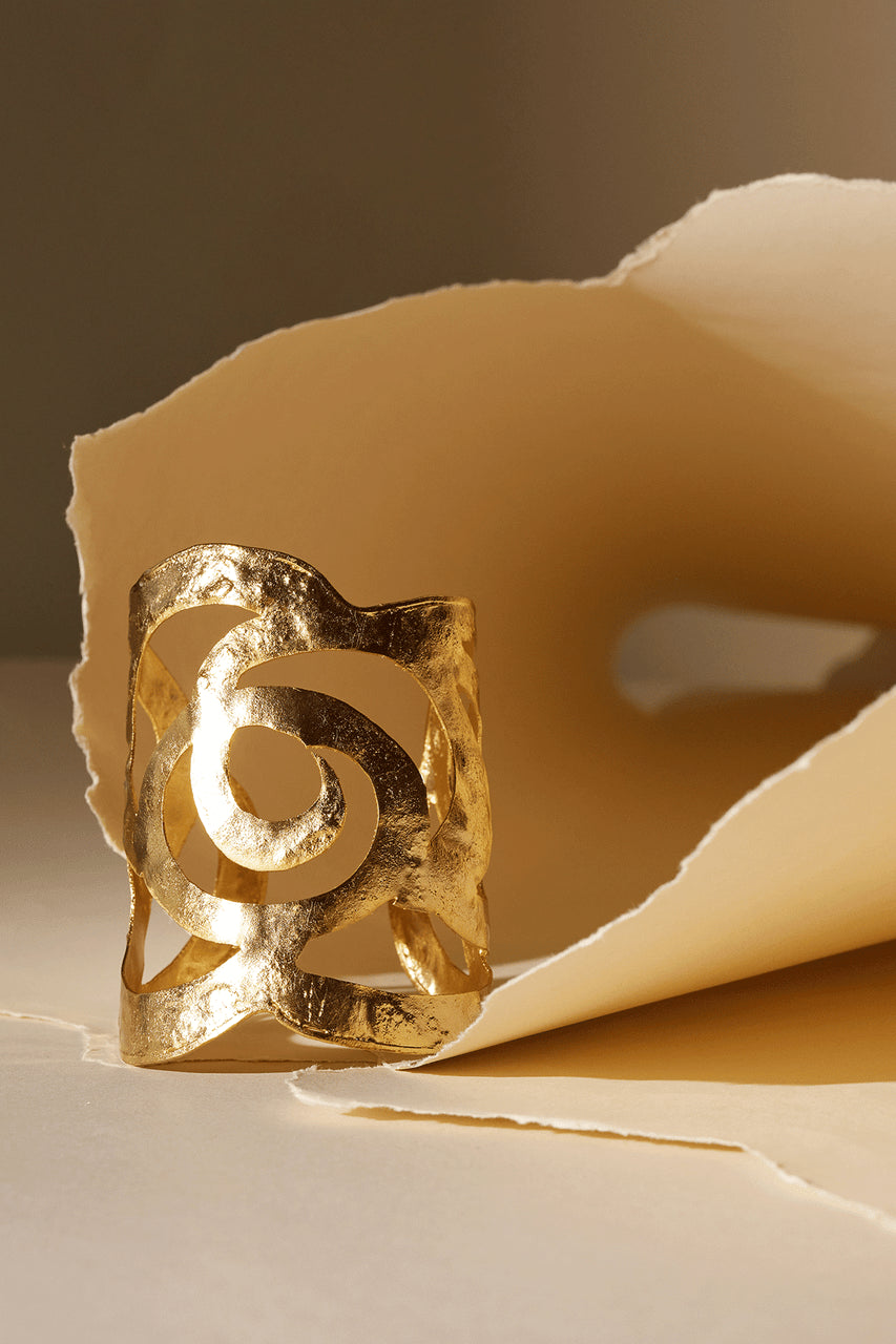 Buy Gold Plated Scroll Cuff in Gold Online Gold