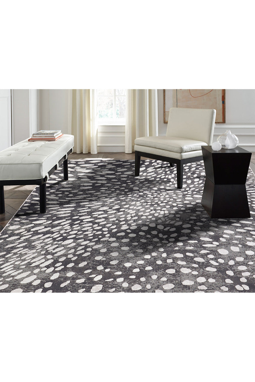 Buy Serengeti- Charcoal Spotted Rug in Grey Online Grey