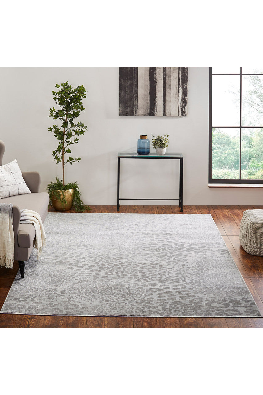 Buy Serengeti- Grey Leopard Rug in Grey Online Grey