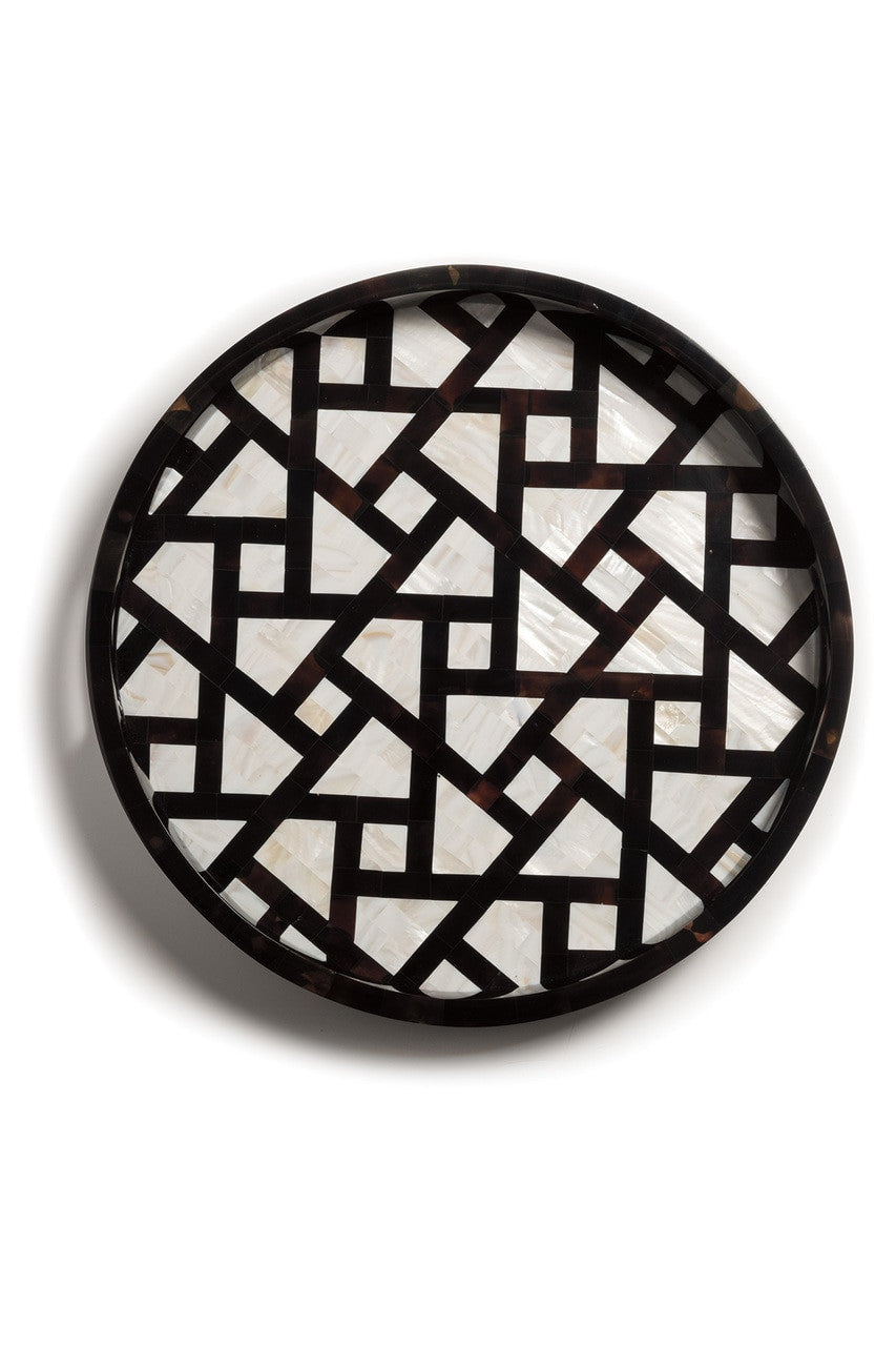 Buy Mindoro Circle Tray in Black & White Online Black & White