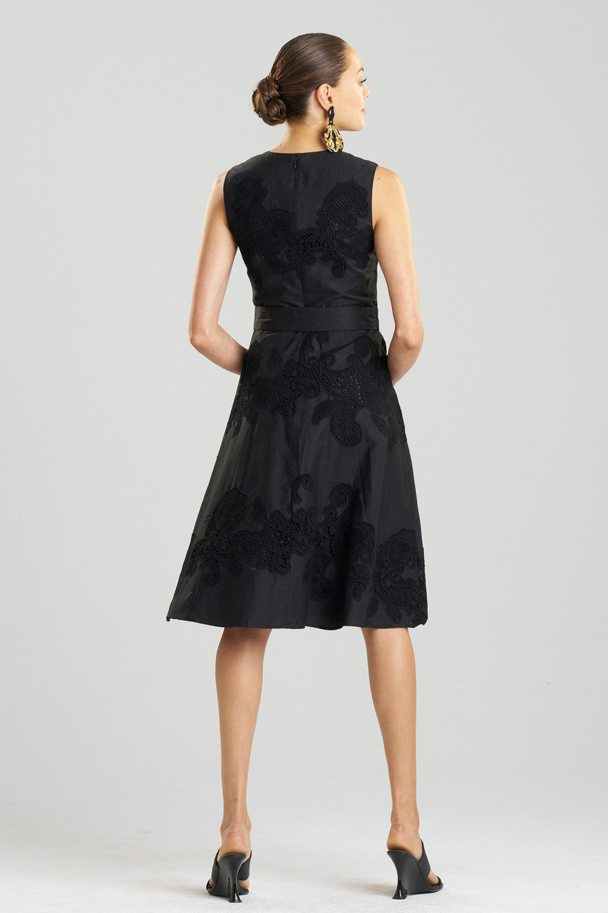 Buy Madeira Cutwork Embroidered Fit & Flare Dress in Black Online Black