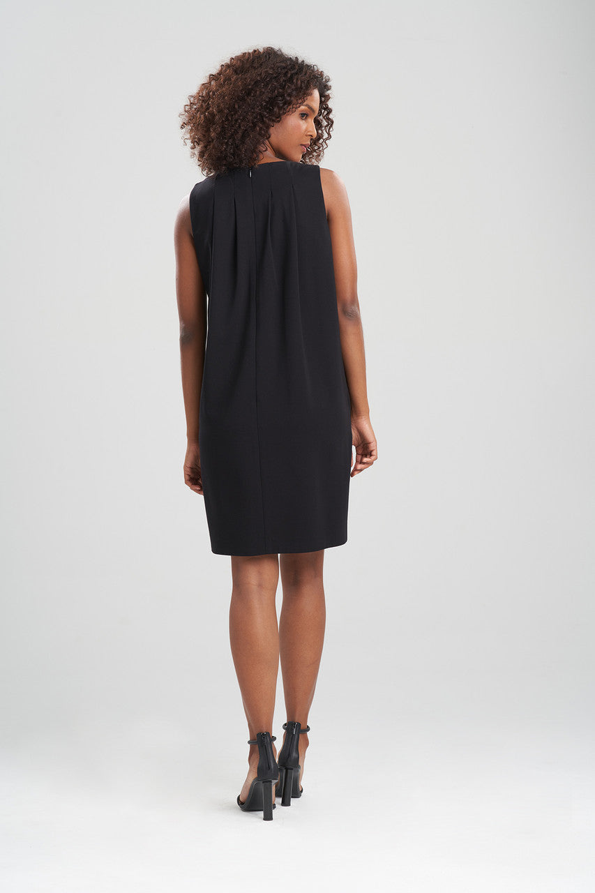 Buy Light Weight Ponte Pleated Shift Dress in Black Online Black