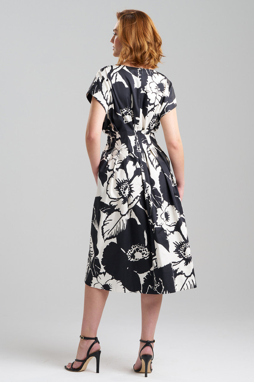 Buy Cote D'Azur Cotton Chino Fit & Flare Pleated Dress in Cream/Black Online Cream/Black