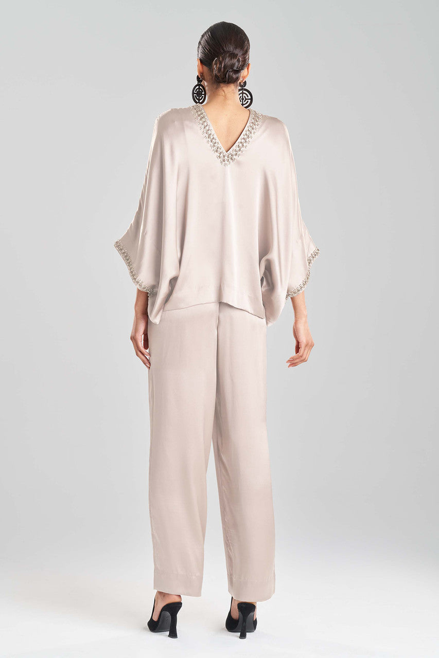 Buy Key Essentials Silk Embroidered Kimono Sleeve Top in Parchment Online Parchment