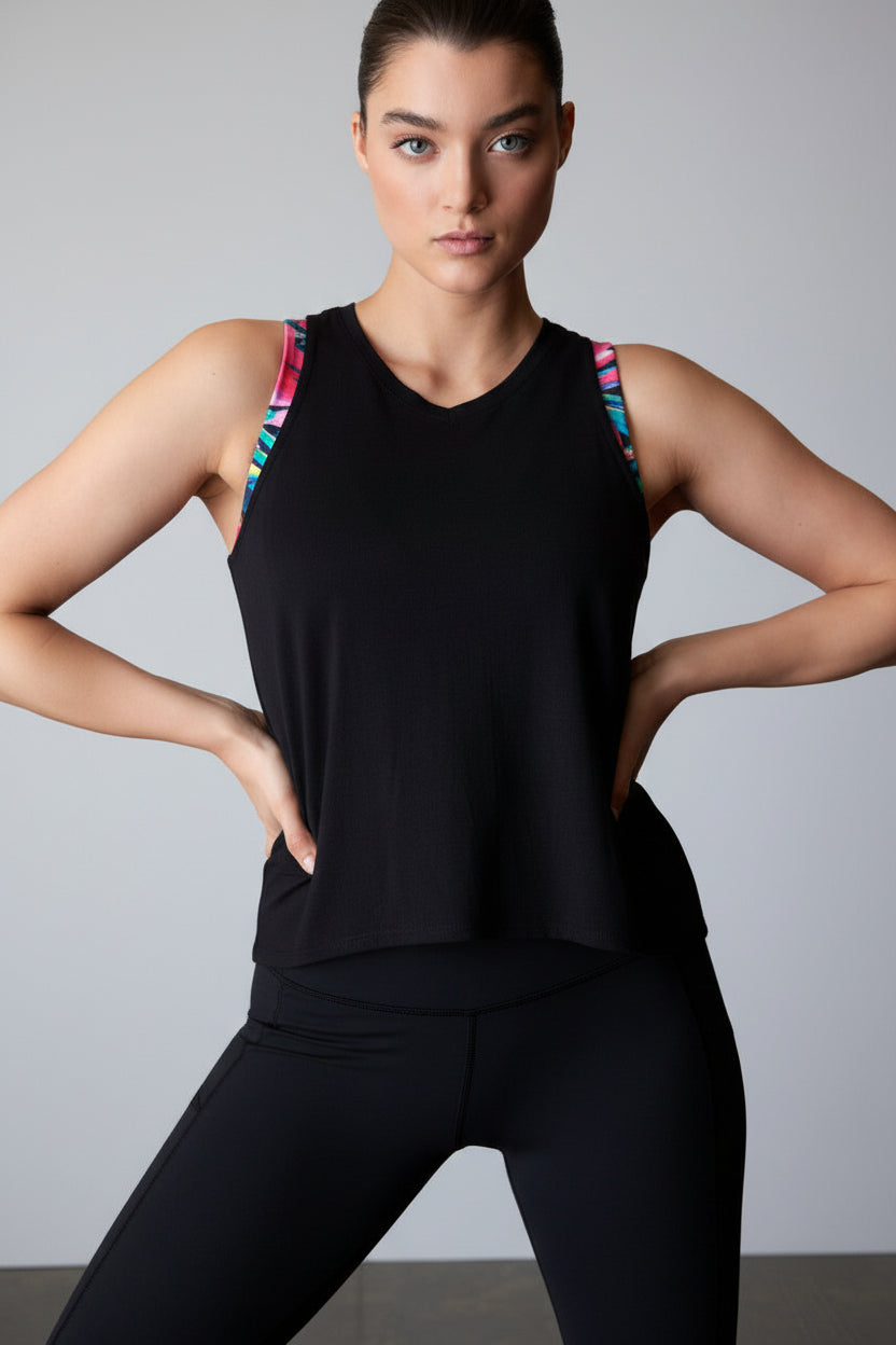 Buy Layering Elements High Low Tank in Black Online Black