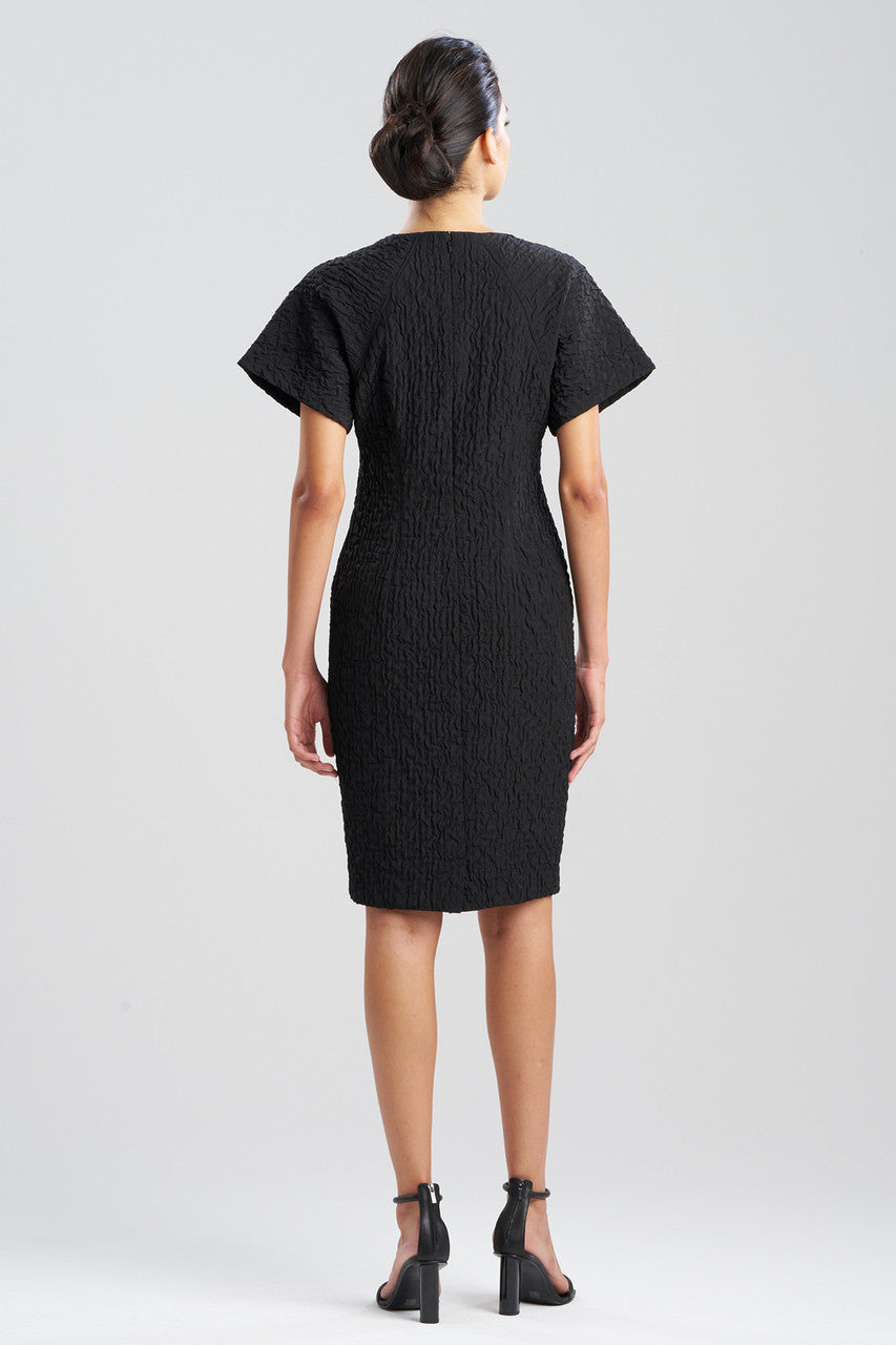 Buy Crinkle Jacquard Dolman Dress online Black