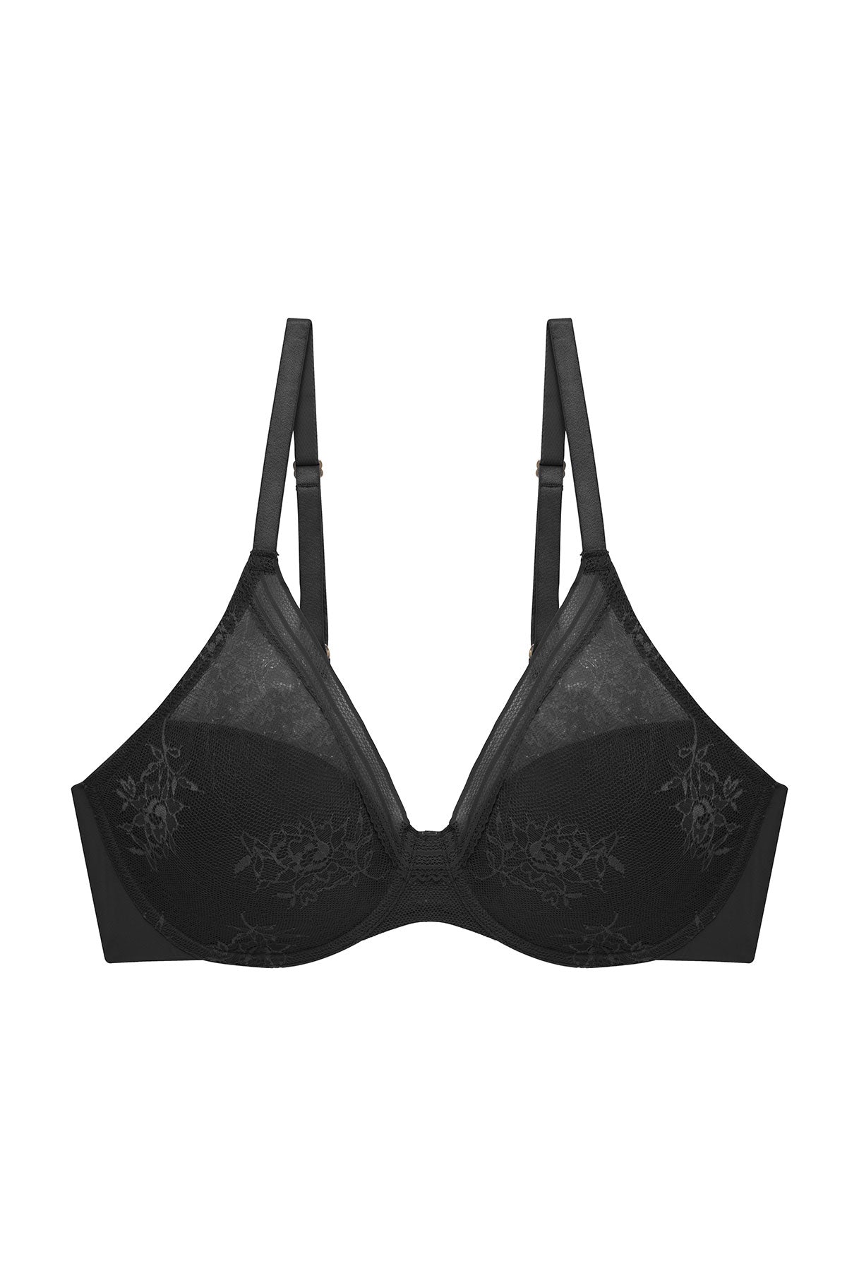 Love Lace Full Coverage Plunge T-Shirt Bra Black