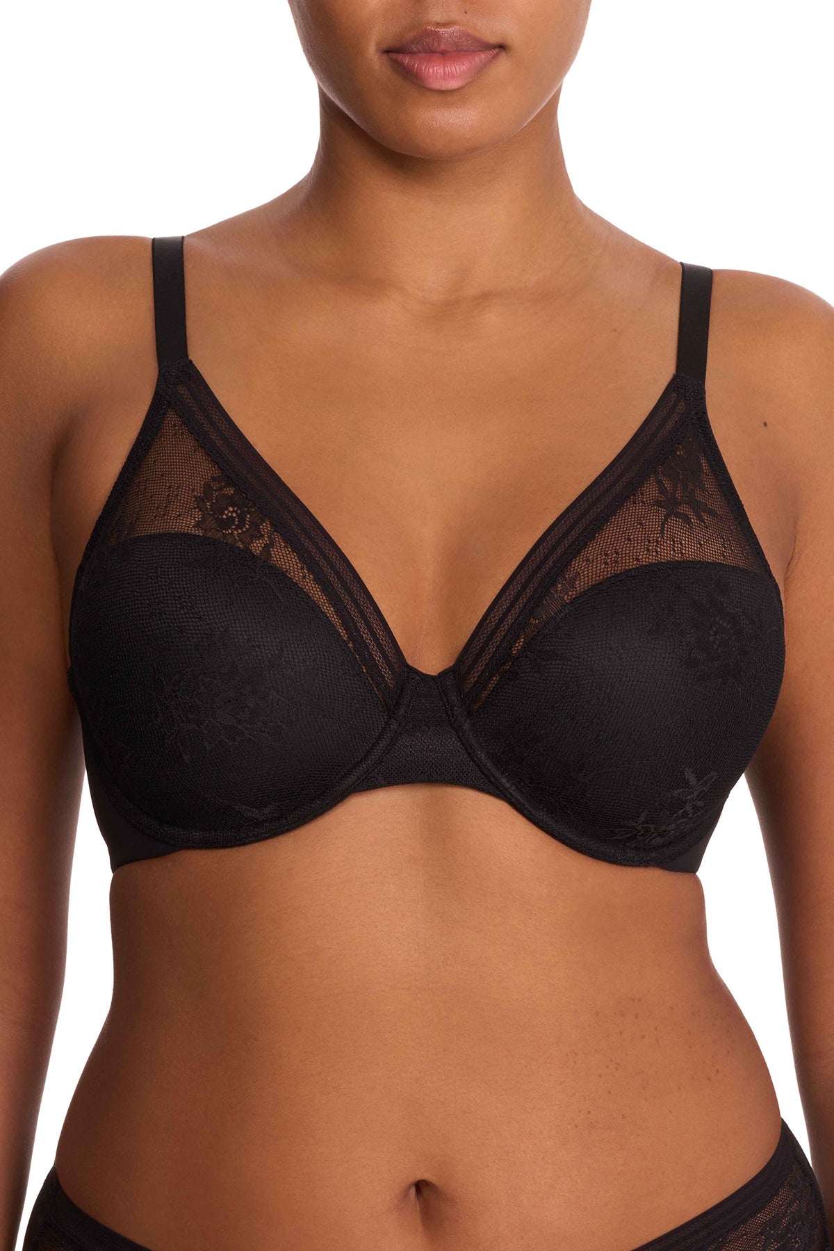 Love Lace Full Coverage Plunge T-Shirt Bra Black