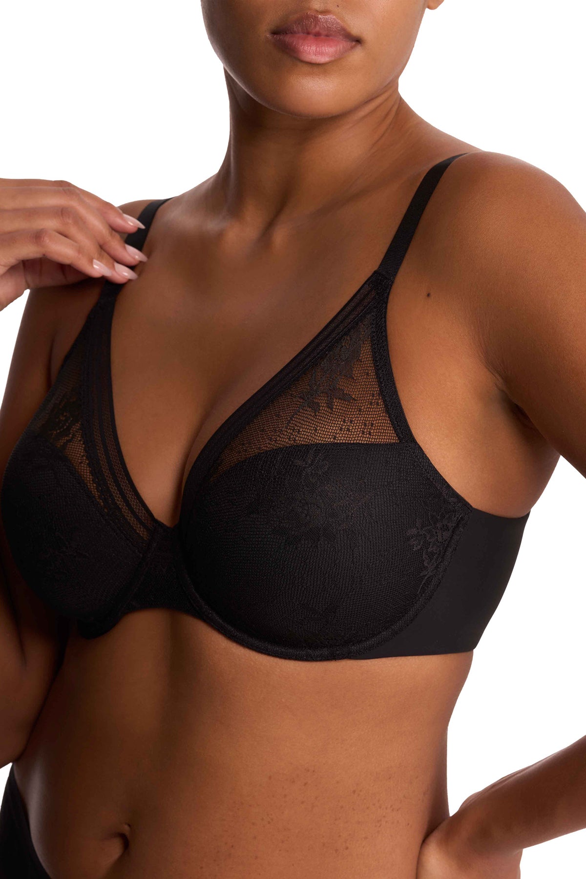 Love Lace Full Coverage Plunge T-Shirt Bra Black