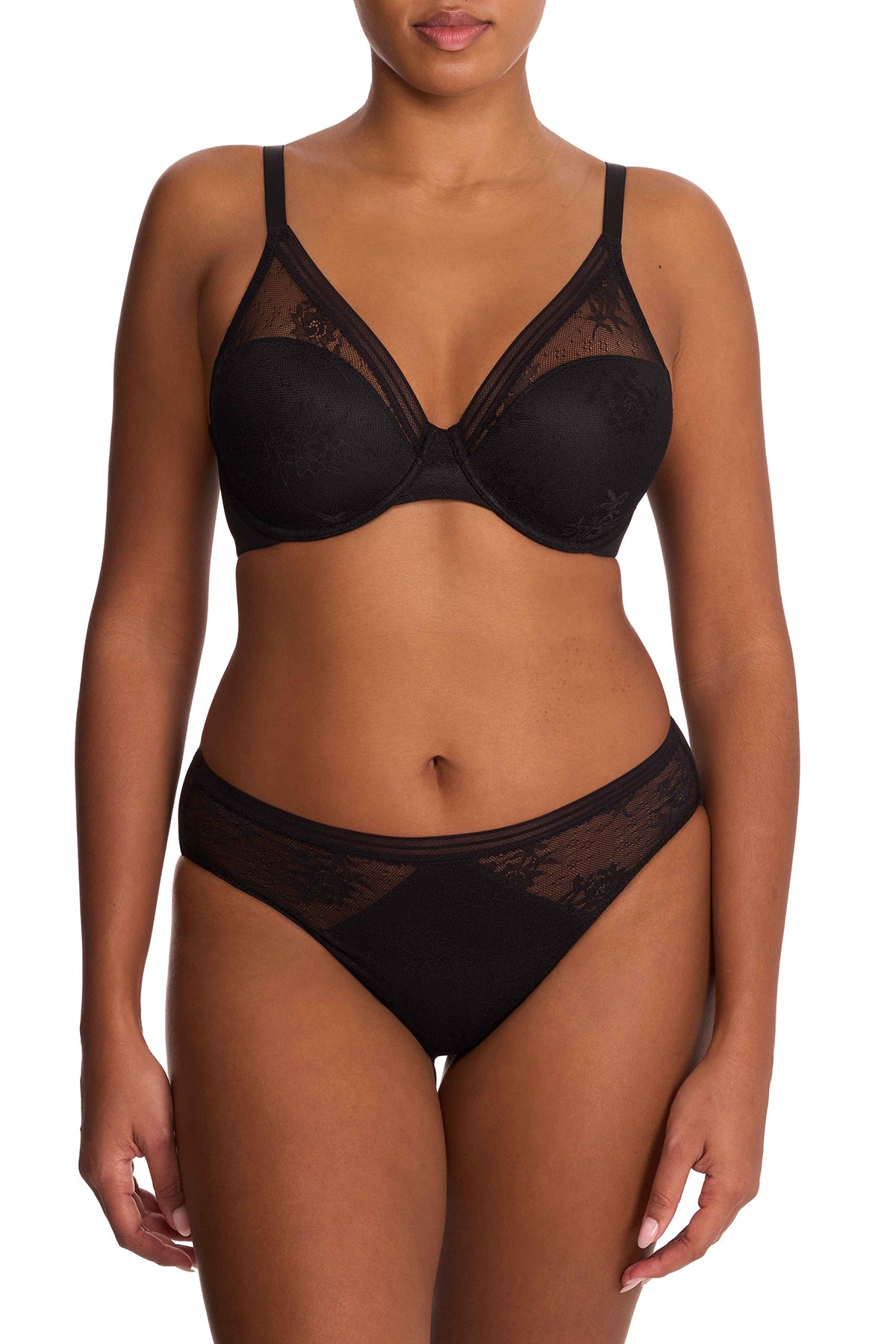 Love Lace Full Coverage Plunge T-Shirt Bra Black