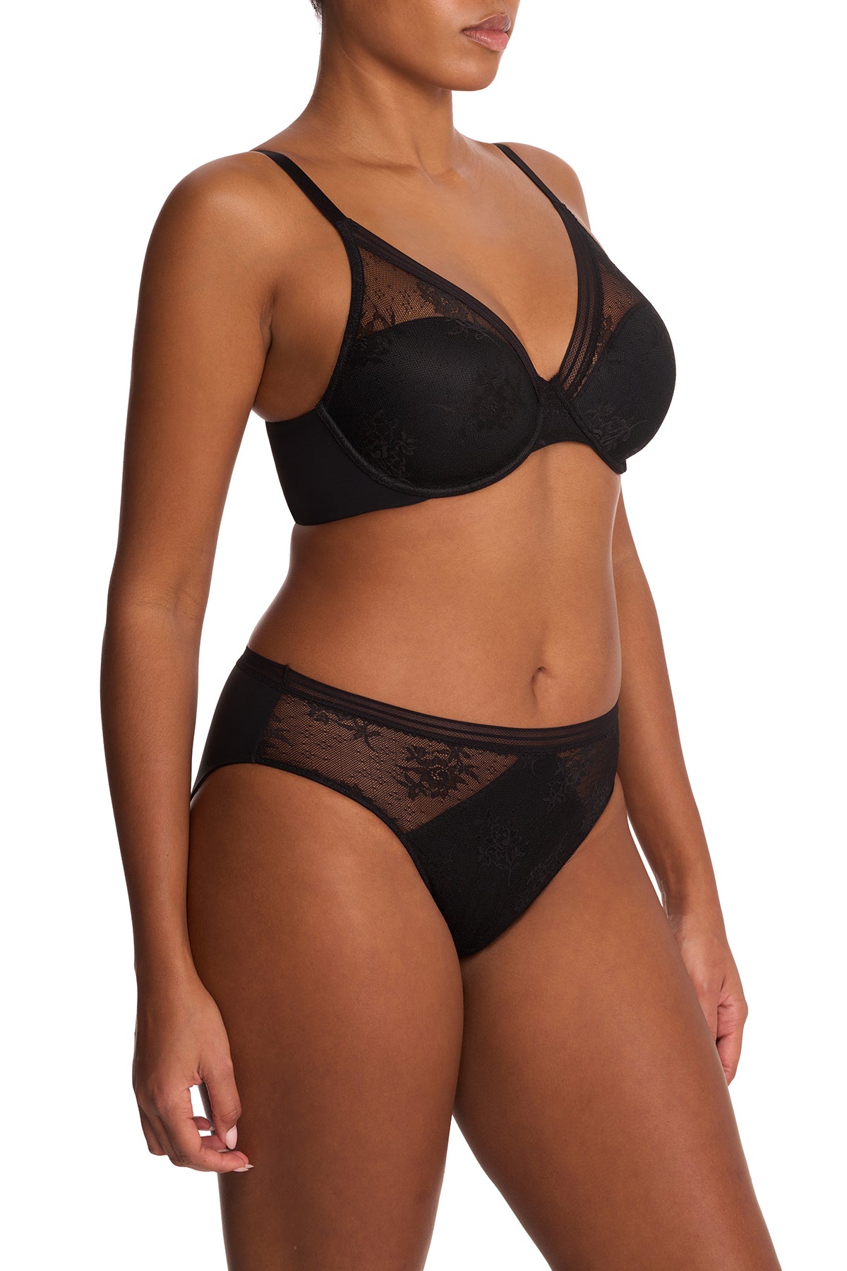 Love Lace Full Coverage Plunge T-Shirt Bra Black