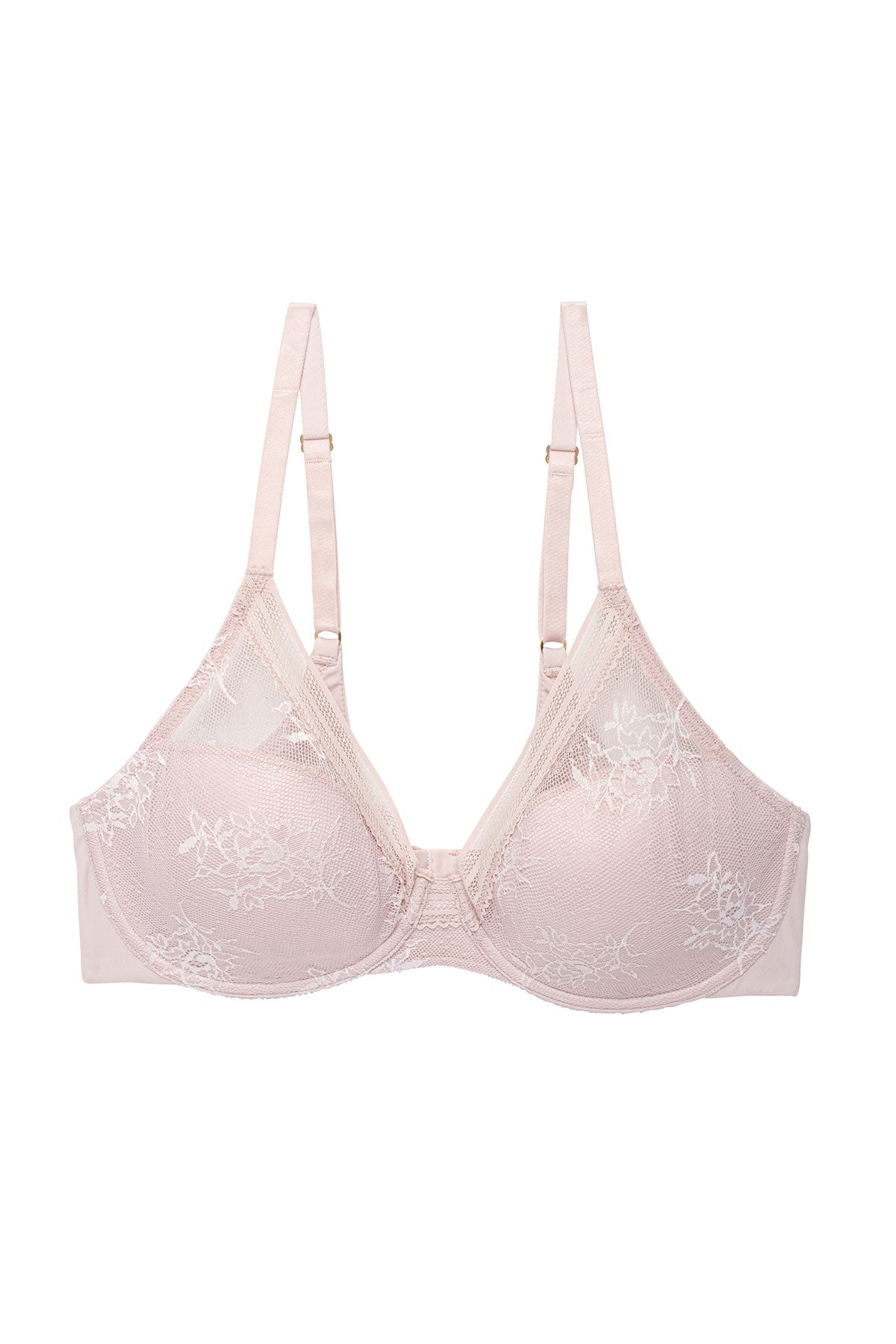 Love Lace Full Coverage Plunge T-Shirt Bra Pink Pearl/Warm White