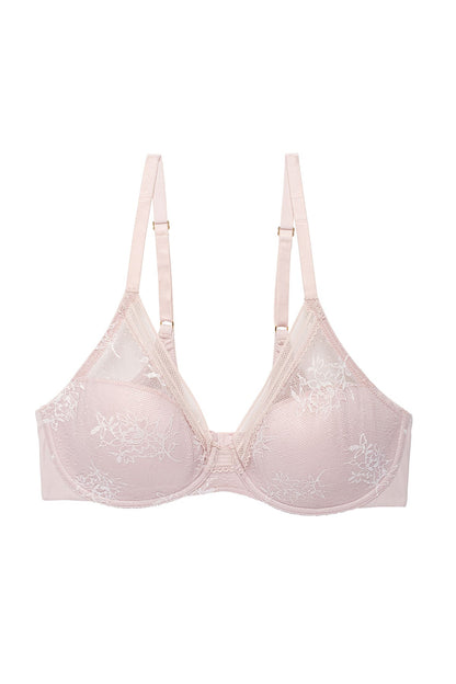 Love Lace Full Coverage Plunge T-Shirt Bra Pink Pearl/Warm White
