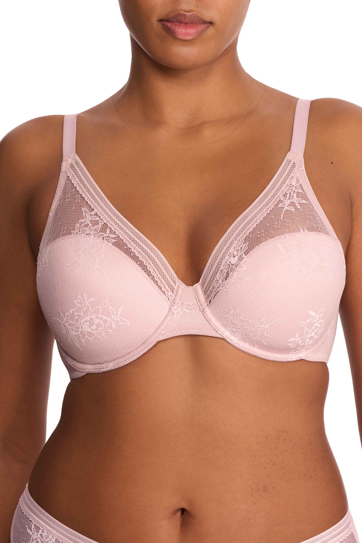 Love Lace Full Coverage Plunge T-Shirt Bra Pink Pearl/Warm White