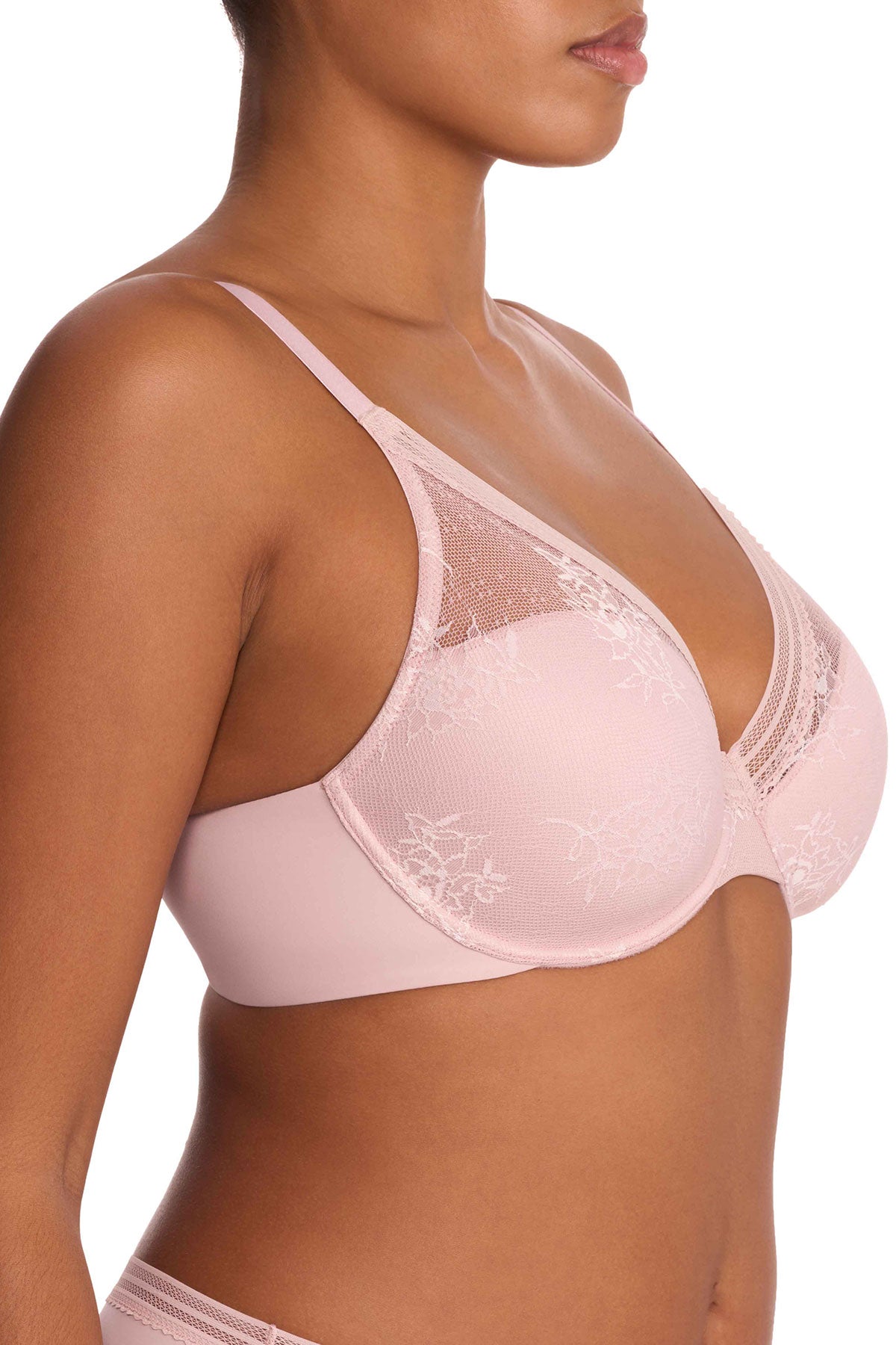 Love Lace Full Coverage Plunge T-Shirt Bra Pink Pearl/Warm White