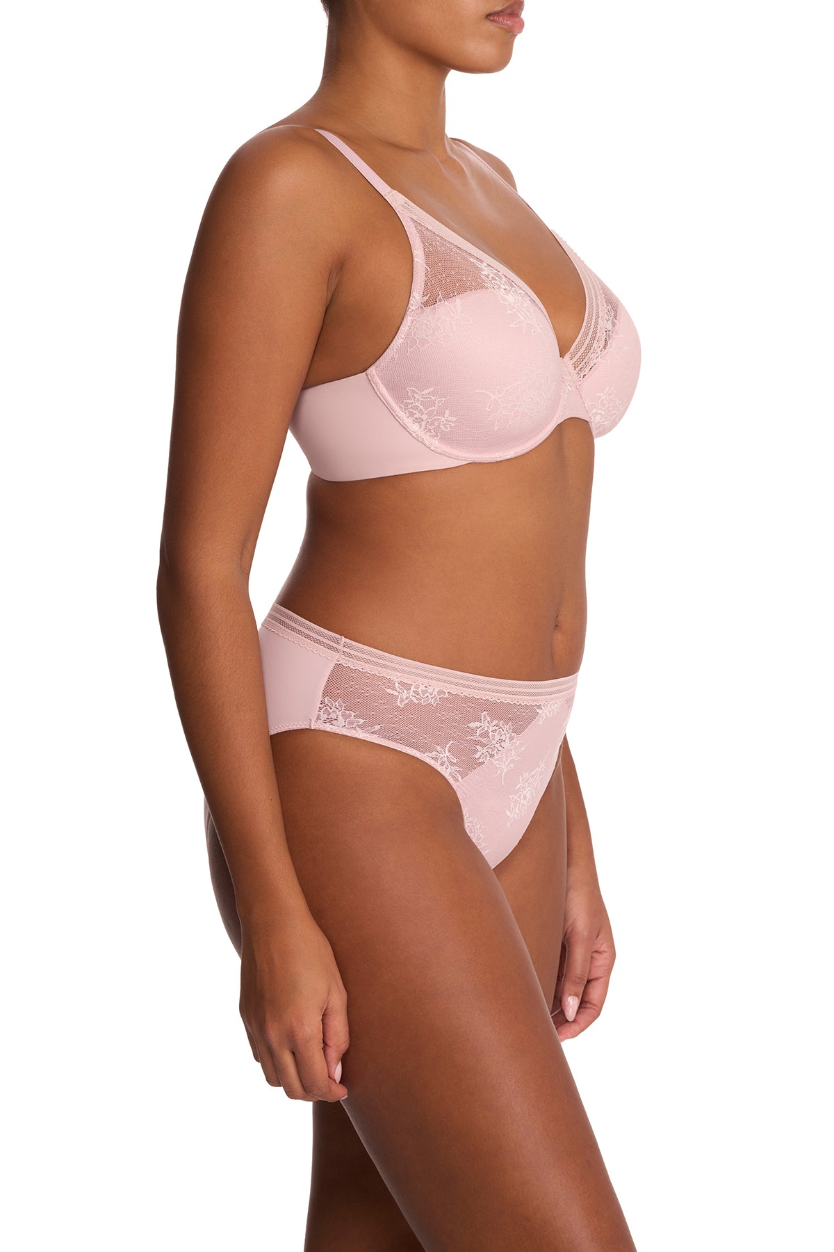 Love Lace Full Coverage Plunge T-Shirt Bra Pink Pearl/Warm White