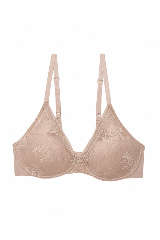 Love Lace Full Coverage Plunge T-Shirt Bra Café/Lt Mocha