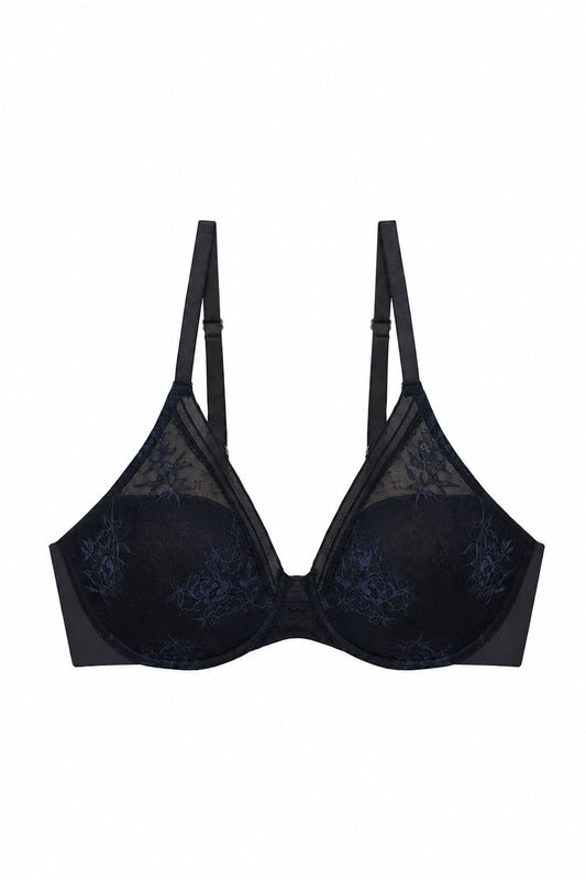 Love Lace Full Coverage Plunge T-Shirt Bra Black/Midnight Navy