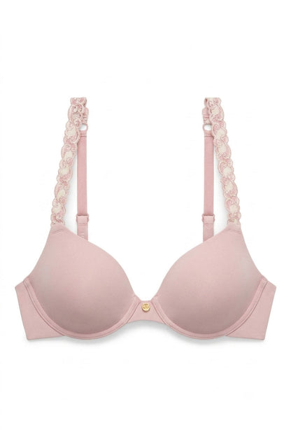 Pure Luxe Custom Coverage Contour Underwire Bra Pink Velvet/Ivory Rose