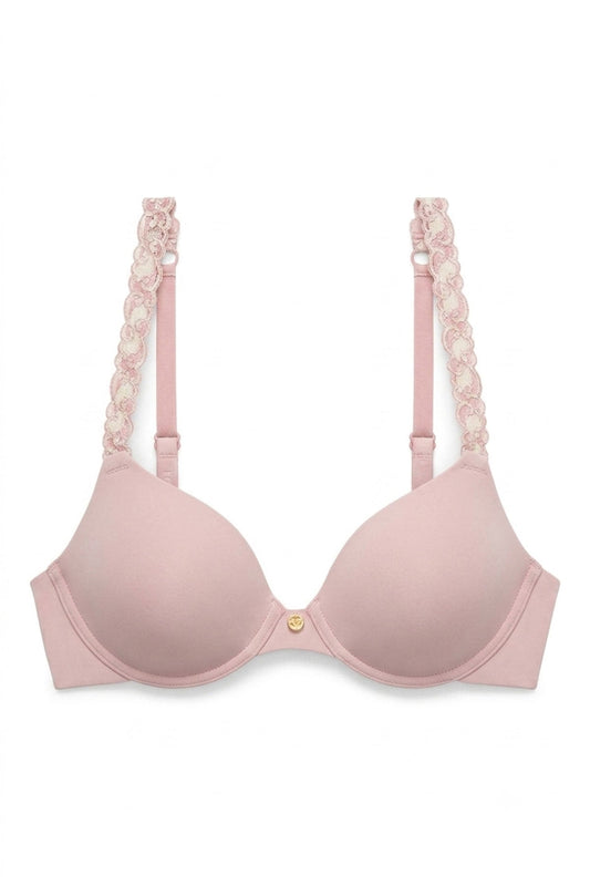 Pure Luxe Custom Coverage Contour Underwire Bra Pink Velvet/Ivory Rose