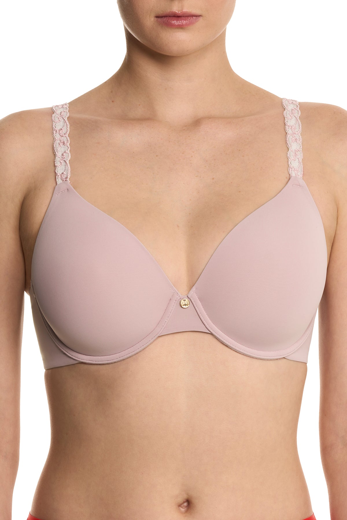 Pure Luxe Custom Coverage Contour Underwire Bra Pink Velvet/Ivory Rose