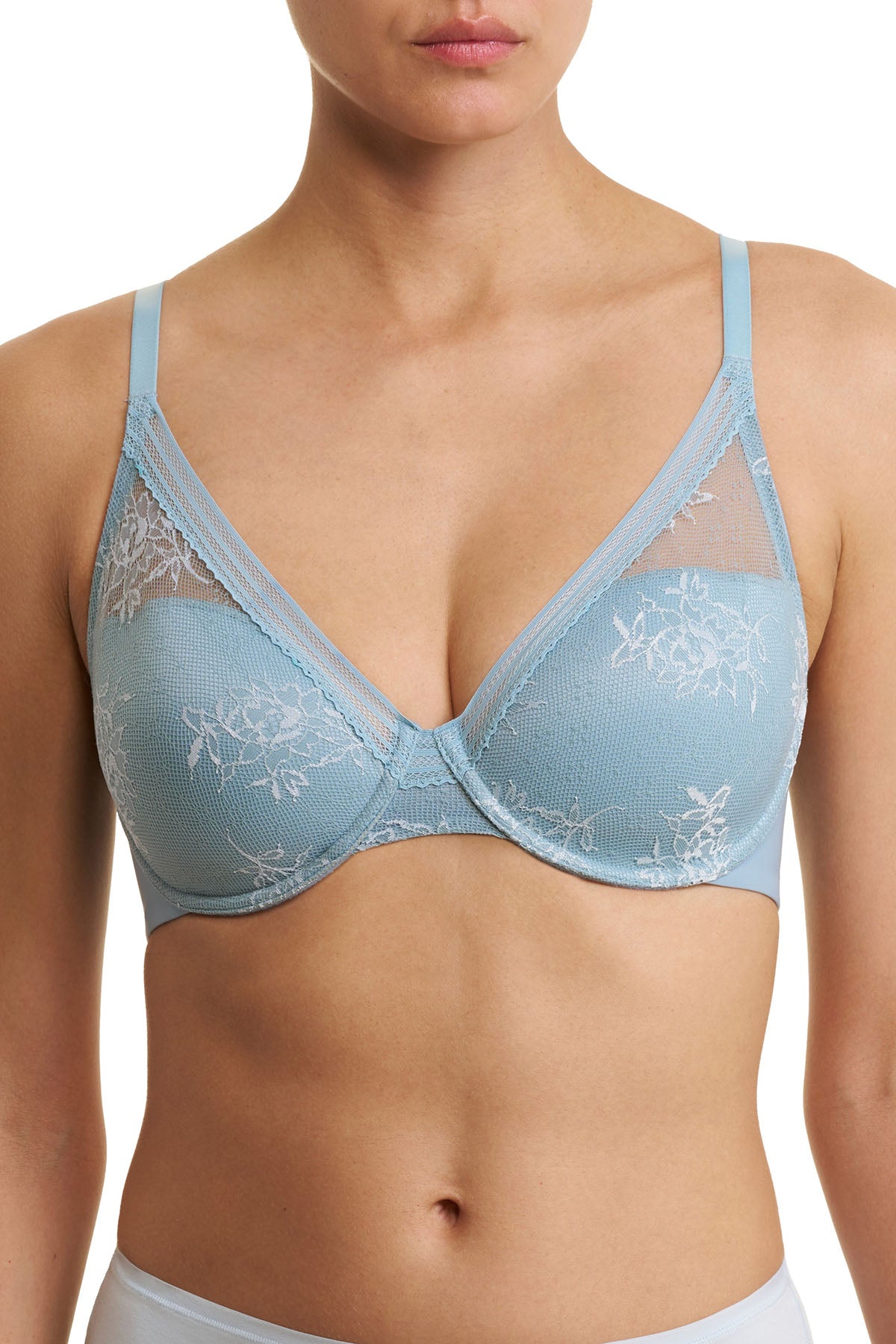 Love Lace Full Coverage Plunge T-Shirt Bra Succulent/Sky Green