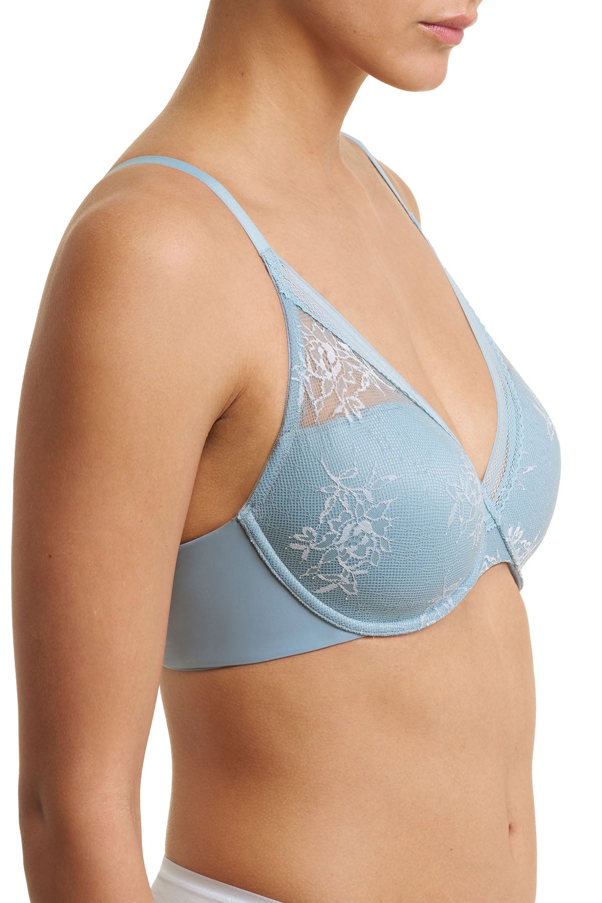 Love Lace Full Coverage Plunge T-Shirt Bra Succulent/Sky Green